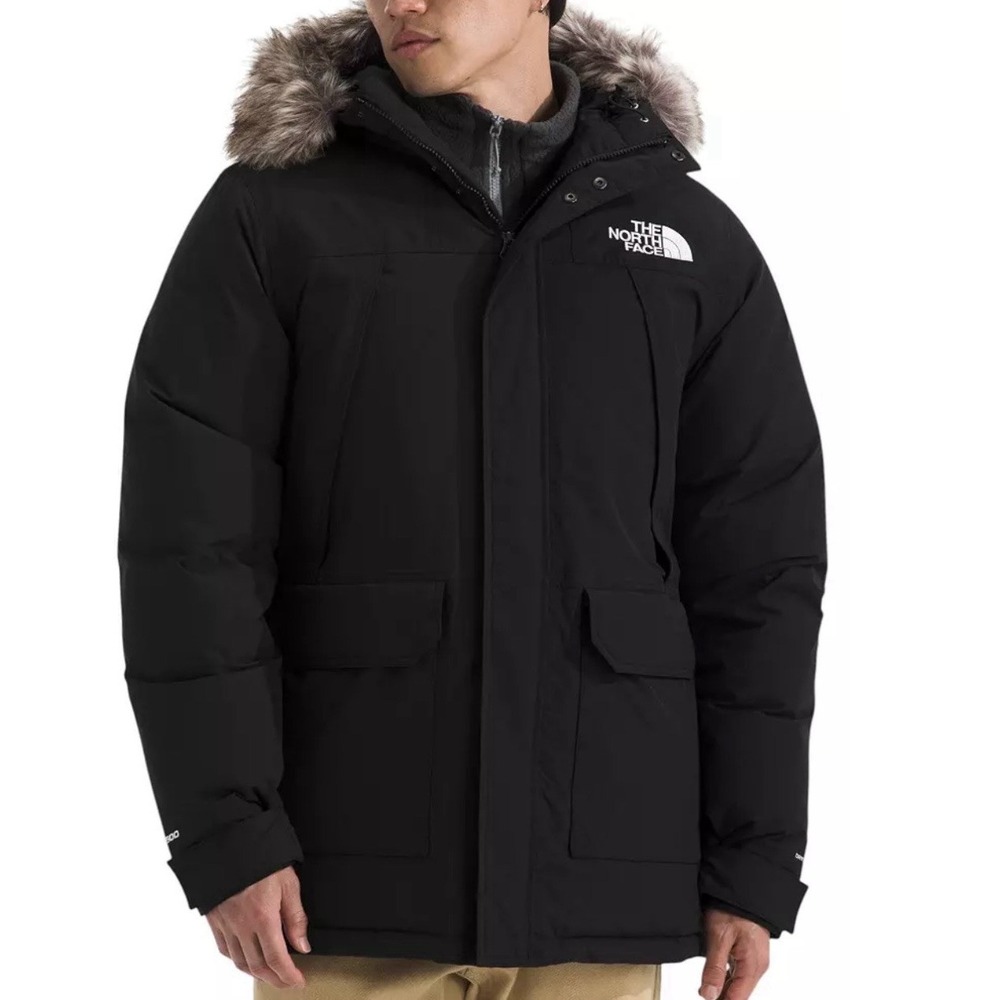 North Face McMurdo Parka Black Mens Large Full Zip With Faux Fur Winter